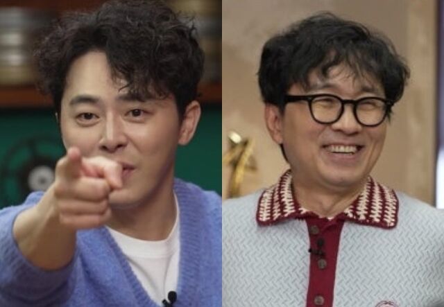SBS『거장항준』の画面に並ぶチョ・ジョンソクとチャン・ハンジュン