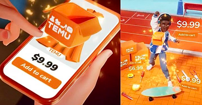 Scene from Temu's 2024 Super Bowl commercial, an e-commerce company selling low-cost Chinese goods. ⓒNEWSIS