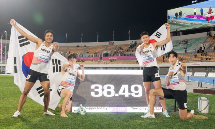 <b>남자 400m계주</b>, 한국 신기록으로 <b>아시아선수권 우승</b>