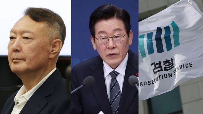 윤석열 전 대통령(왼쪽)과 이재명 대통령(가운데),<a href=