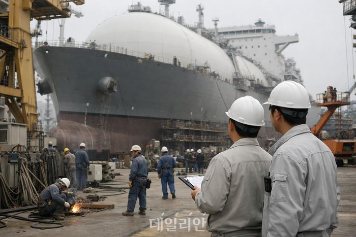 글로벌 조선 발주 시장이 위축된 가운데 액화천연가스(LNG) 운반선 등 고부가가치 선종에서는 한국 조선사들의 경쟁력이 부각되고 있다.ⓒ데일리안 AI 삽화 이미지
