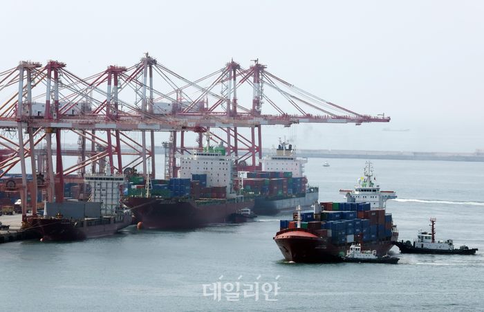 부산 남구 신선대부두에 컨테이너선이 접안하고 있다. ⓒ뉴시스