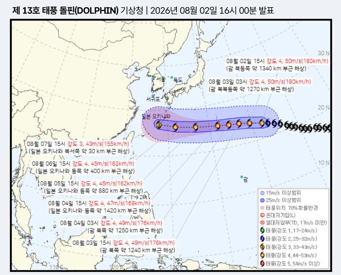 폭염 속 <b>태풍</b> '돌핀' 북상…다음주 한반도 날씨 영향 주목