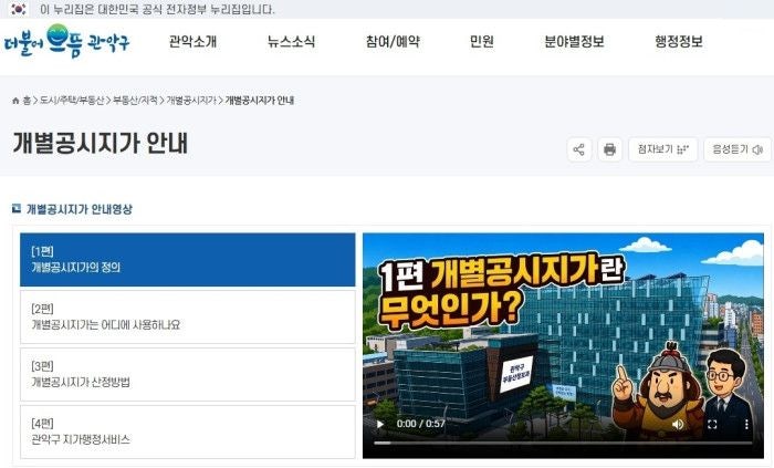 서울 <b>관악구</b>, AI 활용 공시지가 영상 자체 제작…누리집·SNS 공개