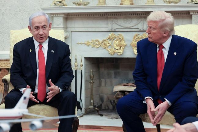 ◆…Israeli Prime Minister Benjamin Netanyahu and U.S. President Donald Trump hold a summit at the White House on the 7th (local time). 2025.04.07 <Photo Reuters>