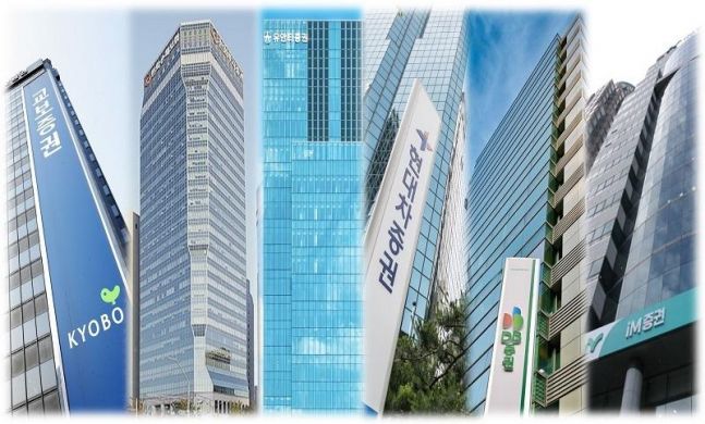 ◆…중형 증권사들이 PF부실 해소 및 증시 호황에 힘입어 지난해보다 순이익이 크게 증가한 것으로 조사됐다.[사진=교보증권,한화투자증권,유안타증권,현대차증권,DB증권,iM증권]