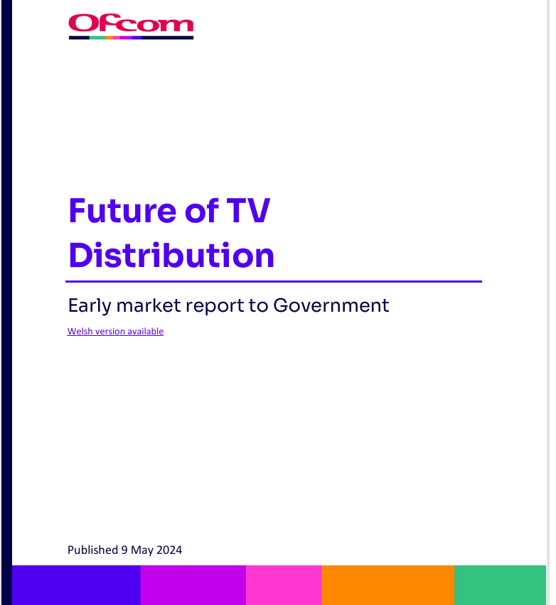 영국 미디어규제 당국 오프콤이 2024년 내놓은 <TV전송의 미래> 보고서 첫페이지.