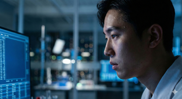 연구 몰두하는 젊은 과학자 [사진=AI 생성 ]