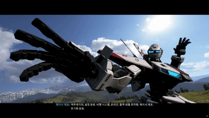 '포르자 호라이즌6' 내 콘텐츠 호라이즌 이벤트 메카 로봇과의 대결. [사진=이학범기자]