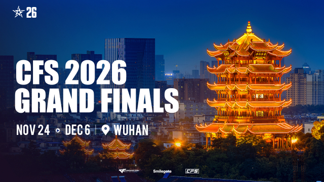 오는 11월24일부터 12월6일까지 중국 후베이성 우한에서 열리는 스마일게이트 'CFS 2026 그랜드 파이널' 관련 이미지. [사진=스마일게이트]
