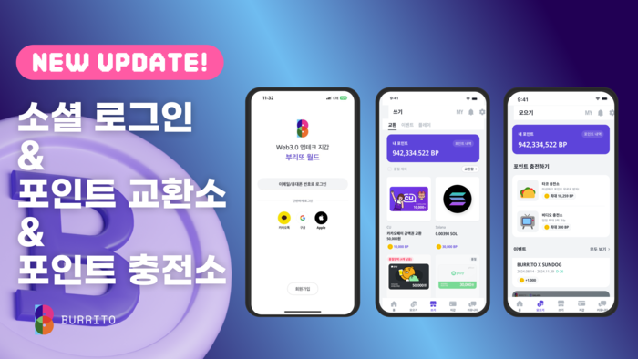 부리또 월드, 포인트 시스템 전면 개편 및 간편로그인 기능 추가 - 뉴스 썸네일 이미지