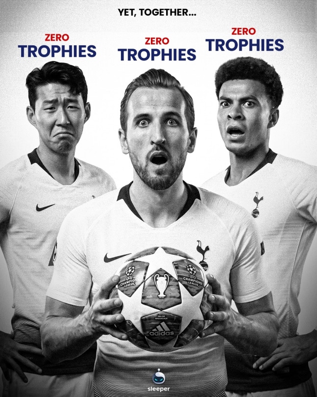토트넘 홋스퍼 시절 손흥민(왼쪽부터), 해리 케인, 델레 알리. Sleeper Football