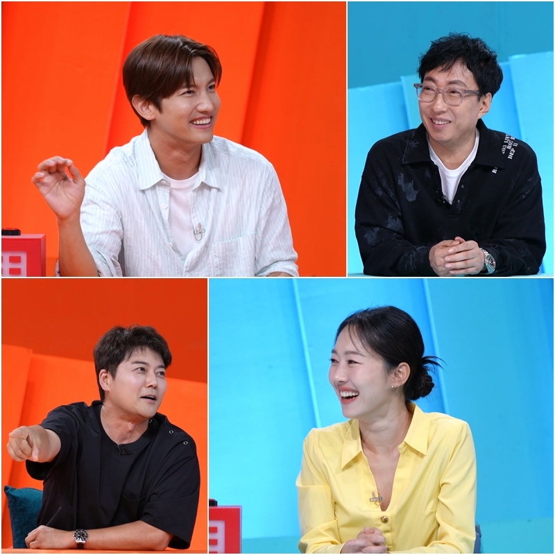 KBS2『社長の耳はロバの耳』で笑顔を見せるチャンミンやパク・ミョンスら出演者