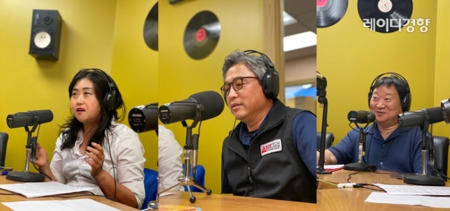 워싱턴주 한인 상공회의소 은지연 회장, 오명규 부회장, 수산물 무역업체 '시애틀 폴락' 박영섭 이사(왼쪽부터). 사진 이유진 기자