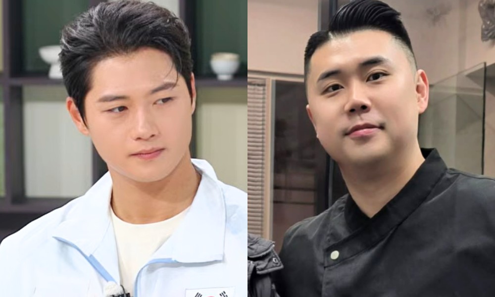 JTBC『冷蔵庫をよろしく』の画像で、オ・サンウク(左)とシェフのクォン・ソンジュン(右)が並んでいる