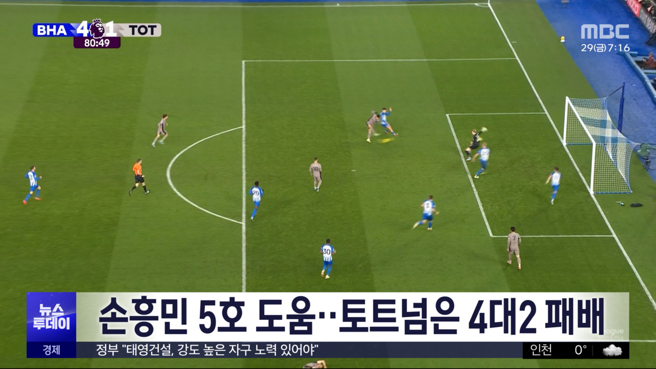 <b>손흥민</b> <b>5호</b> <b>도움</b>‥토트넘은 4대2 패배
