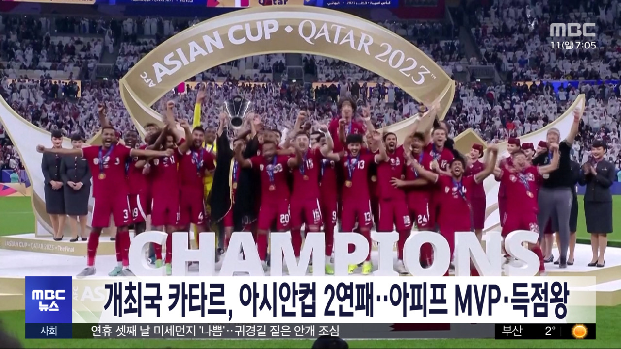 개최국 <b>카타르</b>, 아시안컵 2연패‥아피프 MVP·득점왕