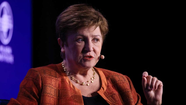 IMF Managing Director Kristalina Georgieva speaking at the Milken Conference in Los Angeles, USA on the 6th (local time) [Photo provided by Yonhap News]