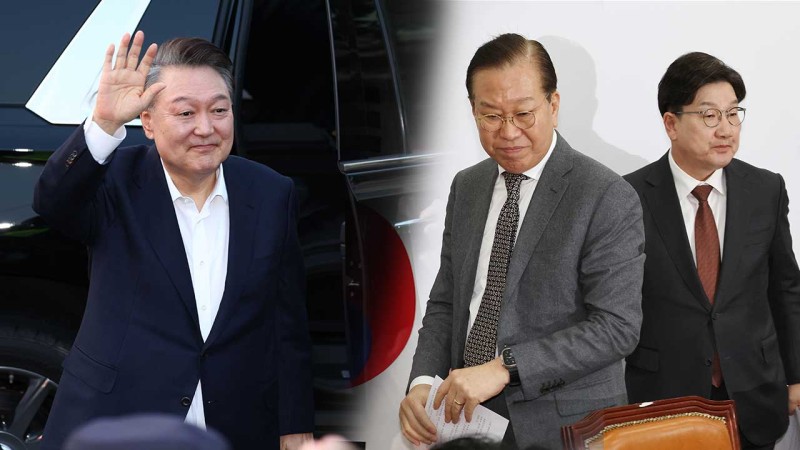 "<b>윤 대통령</b>, 권영세·권성동 <b>관저</b> 면담‥'당 잘 운영해줘 감사'"
