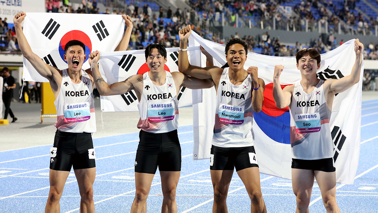 육상 <b>남자 400m 계주</b>, 한국 신기록으로 아시아선수권 '사상 첫 금메달'