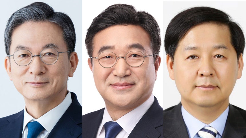 왼쪽부터 정성호, 윤호중, 구윤철