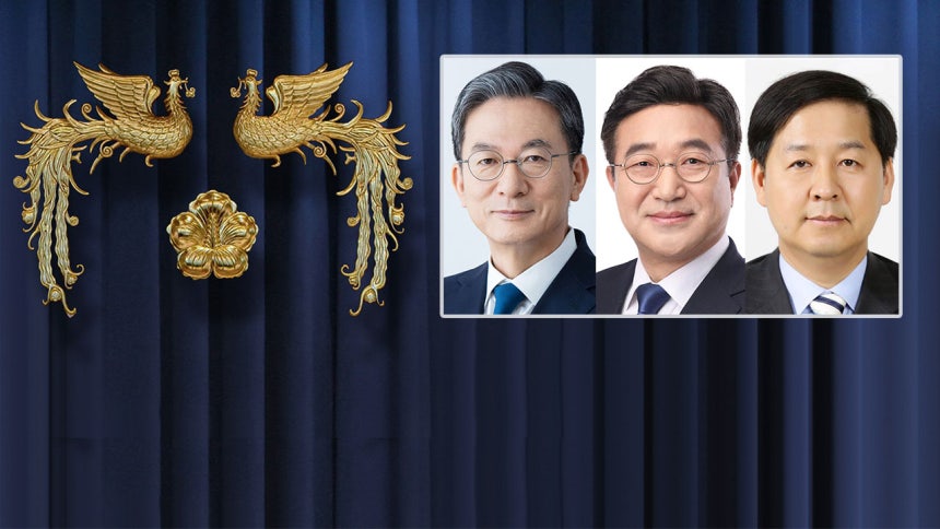 왼쪽부터 정성호, 윤호중, 구윤철