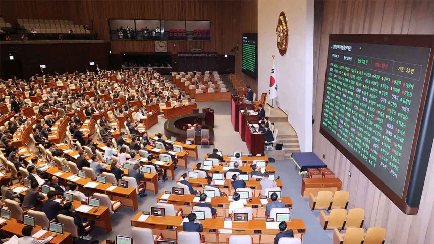 여야가 합의한 상법개정안이 3일 국회 본회의에서 통과되고 있다.