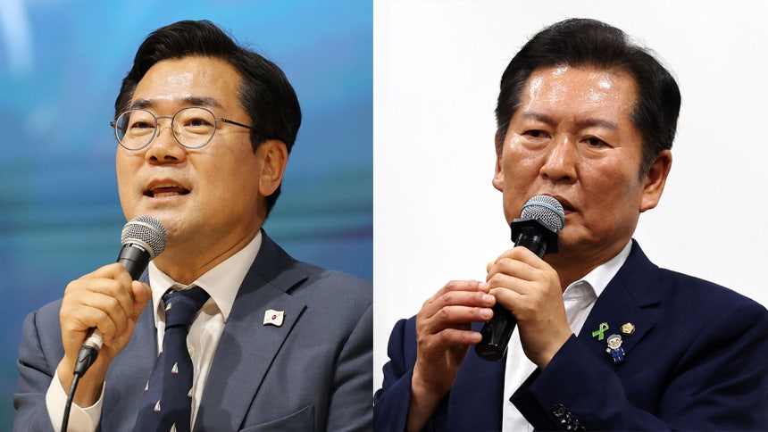 더불어민주당 박찬대·정청래 의원(왼쪽부터)