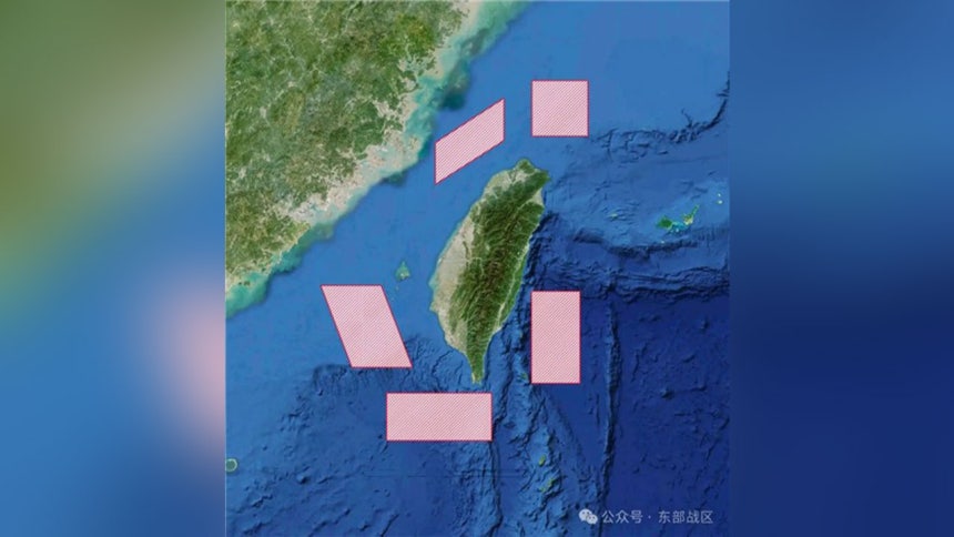 중국군 동부전구가 발표한 30일 사격 훈련 지역 [연합뉴스/동부전구 소셜미디어 캡처]
