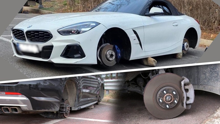 바퀴·휠 빠진 BMW와 팰리세이드 [BMW 사진 출처: 인터넷커뮤니티 '보배드림']