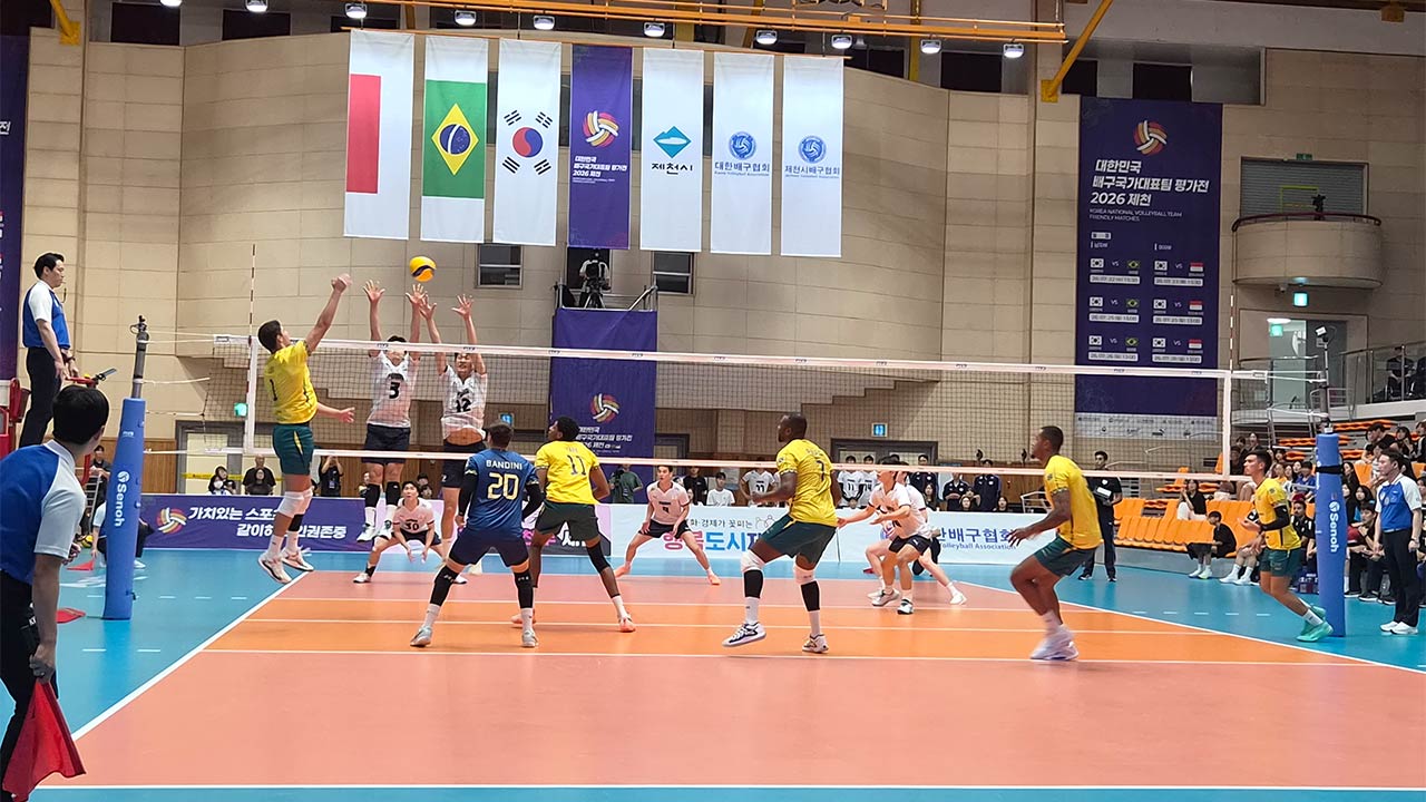 <b>남자배구</b> 대표팀, 브라질과 1차 평가전서 3-1 <b>역전승</b>