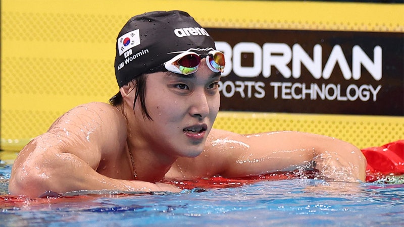 [아시안게임] '어깨 부상' <b>김우민</b>, 자유형 <b>800m</b> 출전 <b>포기</b>‥'2연패 무산...