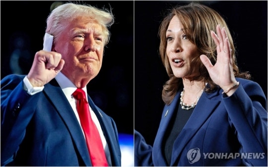 美민주 대선후보 <b>해리스</b>, <b>공화</b>후보 <b>트럼프</b>와 접전