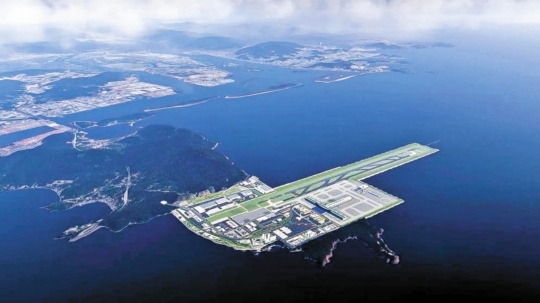 부산시 강서구 가덕도 일원에 건설될 예정인 가덕도 신공항 조감도.국토교통부 제공 