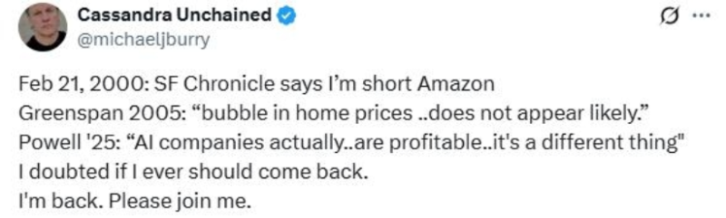 '빅쇼트' 주인공 "내가 돌아왔다"…AI 거품 재차 경고