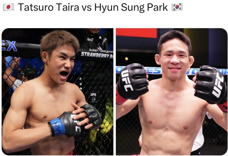 ‘5일 전 오퍼 OK’ <b>박현성</b>, 6위 타이라와 <b>UFC</b> 최초 <b>한일전</b> 메인 장식…...