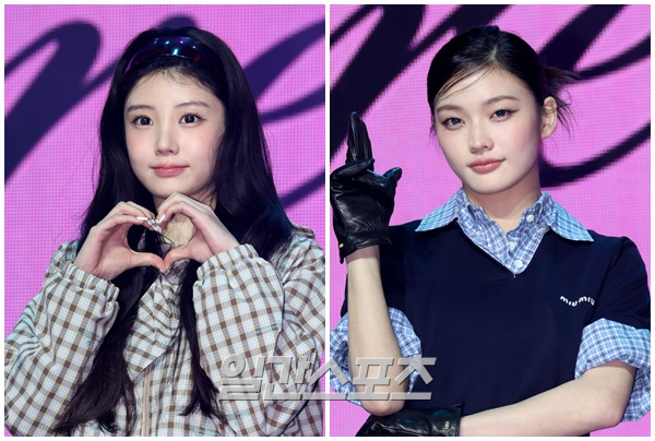 ILLITのWONHEEとIROHAをそれぞれ写した2枚組のイベント写真