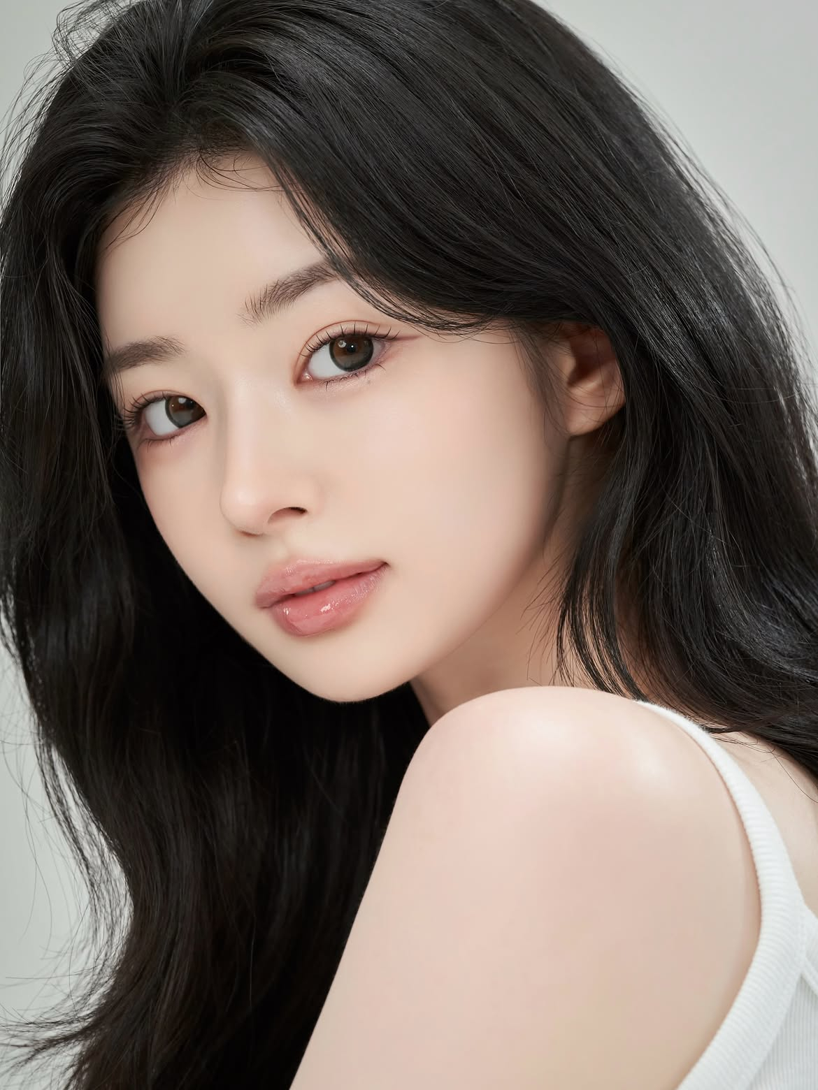 白いトップス姿のユ・ヘウォンのアップ写真
