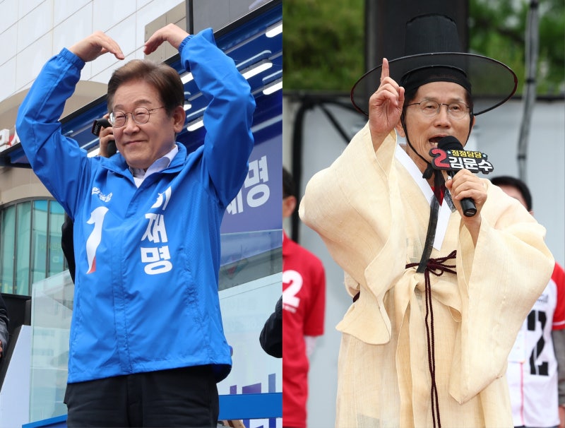 6.3 대선 D-10, <b>이재명</b> vs 김문수 <b>지지율</b> 격차 좁혀졌다