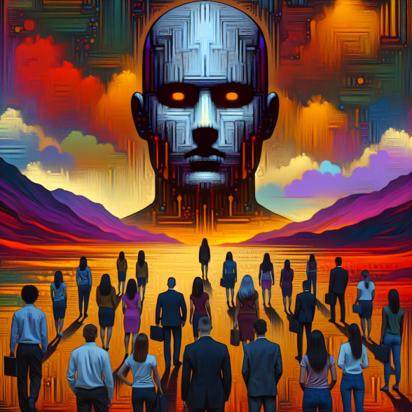 AI 발달로 일자리가 줄어들 것이라는 우려가 나온다. [AI DALL-E3가 생성한 이미지]