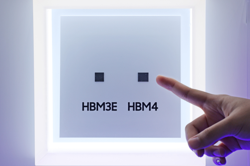 삼성전자 HBM3E와 HBM4 실물.[사진 연합뉴스]