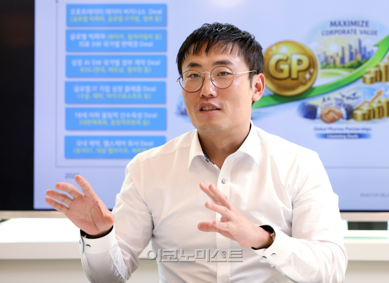 성제혁 지피 대표가 경기 광명시 지피 사옥에서 [이코노미스트]와 인터뷰를 하고 있다. [사진 김민규 기자]