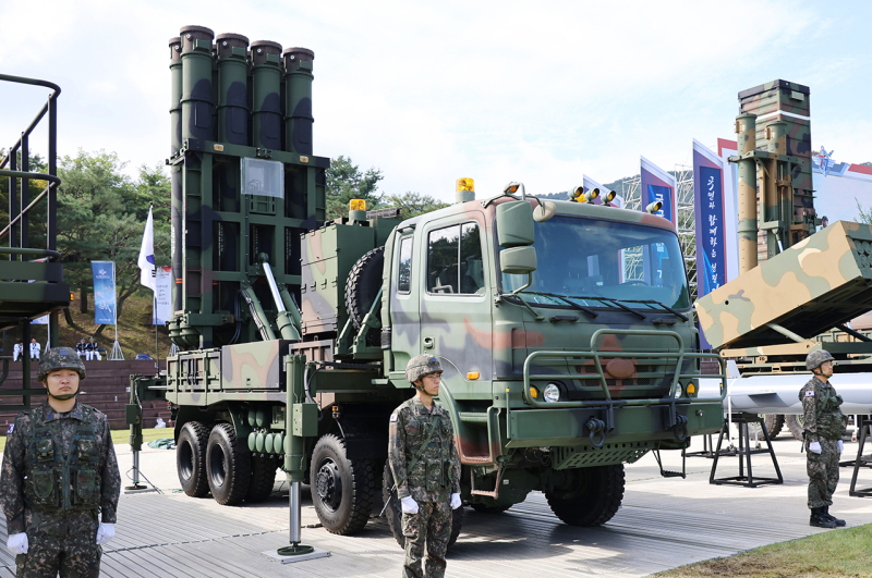 지난 2025년 국군의날 미디어데이 행사에서 공개된 천궁-Ⅱ. [사진 연합뉴스]