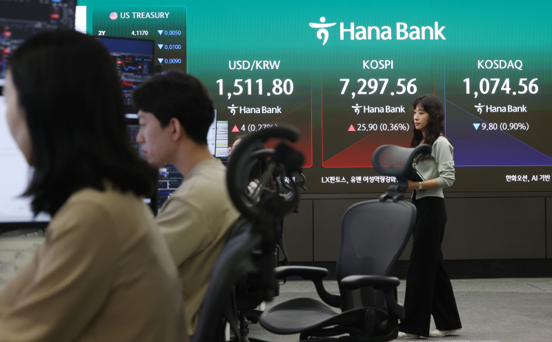 5월 20일 서울 중구 하나은행 딜링룸 현황판에 코스피 등이 표시되고 있다.[사진 연합뉴스]