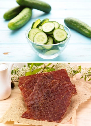 임상진 원장이 야식이 당길 때 먹는 오이와 육포. 단맛이 당길 때는 알룰로스 같은 대체감미료를 활용한다. Gettyimage