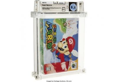 任天堂的“Super Mario 64”遊戲墨盒，在2021年拍賣中以17億韓元的價格出售[Image Source = ap yonhap News]