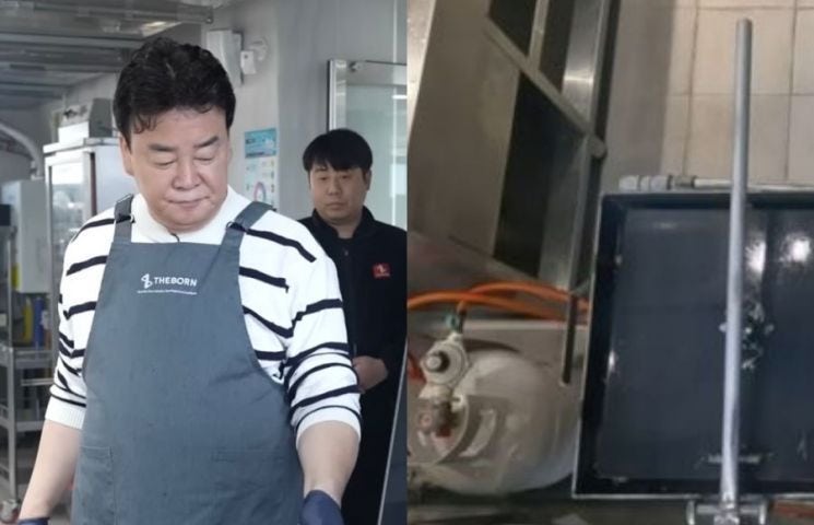 '<b>가스통</b> 옆 요리' <b>논란</b> 커지자…<b>백종원</b> "<b>안전</b> 관리 미흡" 사과