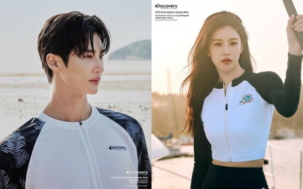 디스커버리 익스페디션,고윤정&변우석과 함께한 냉감 소재 '프레시벤트 래쉬가드 컬렉션' 화보.F&F 제공.