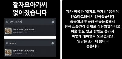 유튜브 채널 '과나'를 운영하는 작곡가 겸 유튜버 이재광씨가 자신의 사회관계망서비스(SNS)에 저작권 도용 피해를 호소한 게시물. 과나 인스타그램 캡처