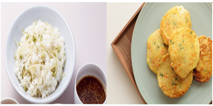 콩나물밥과 두부전. 테이스트 아틀라스